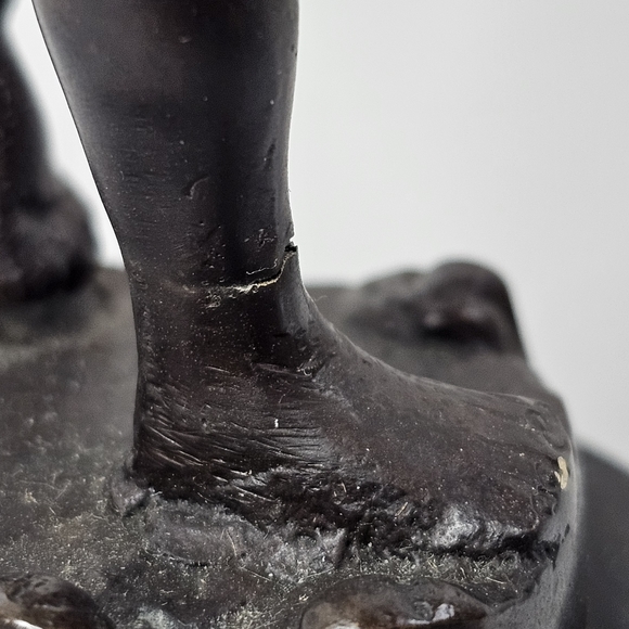 Bronze Cherub Angel Statue Playing Tambourine French Style Musical Vintage Art - Picture 6 of 14